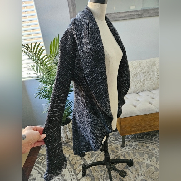 ALBINAAS ALPACA-Black & Gray Peruvian Alpaca Circle Jacket Coat Peplum Style - Picture 3 of 15